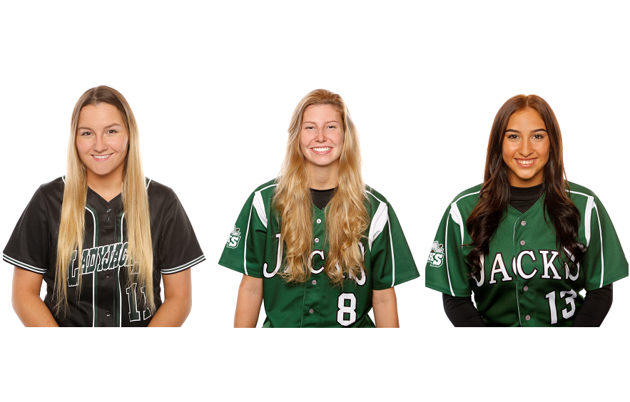 Freshman Ladyjacks (L to R) Michelle Krahn, Kassidy Cunningham and Stephany Ahmed were all named to the 2019 MonDak All-Conference team.