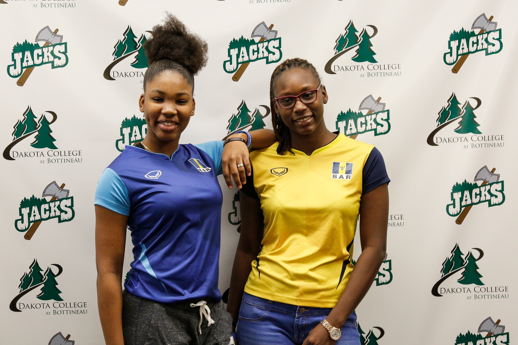 Shonte Seale (left) and Tiandre Stuart, both from Barbados, will suit up for the Ladyjacks in the fall of 2019.